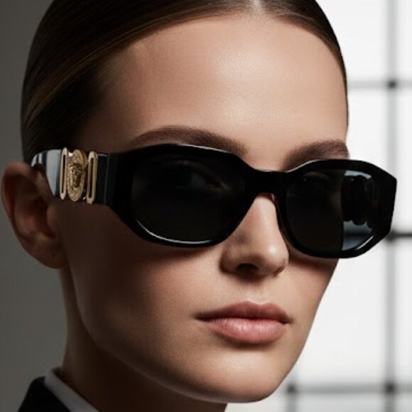 Versace VE4361F Women\'s Black Square Sunglasses Gold Medusa main image 6